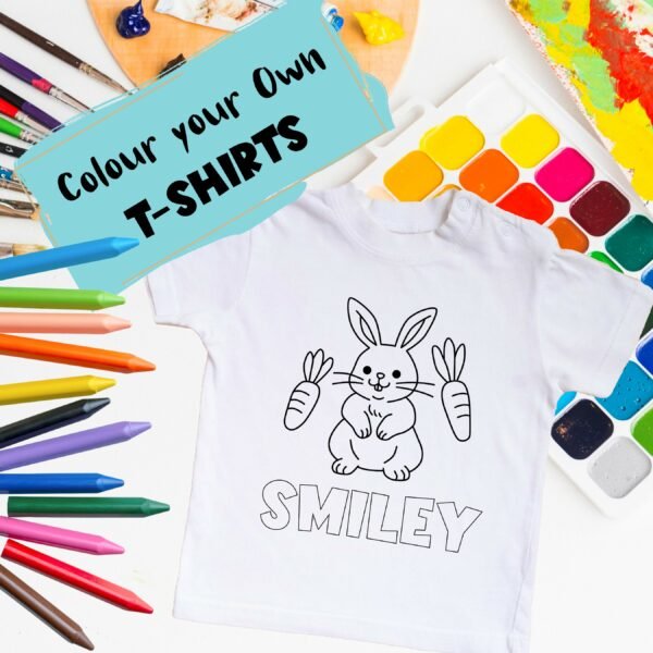 Personalised Kids Coloring T-Shirt - Color Your Own T-Shirt - Birthday Gifts for Kids