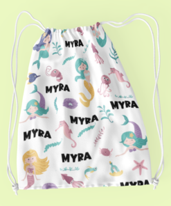 Personalised Kids Custom Name AOP Drawstring Bag - Kids Drawstrring Bag AOP