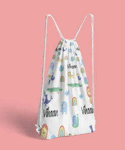 Personalised Kids Custom Name AOP Drawstring Bag - Kids Drawstrring Bag AOP