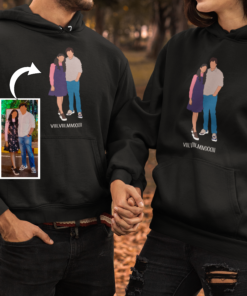 Personalised Couple Custom Potrait Hoodies for Pre-Wedding Photoshoots & Anniversary