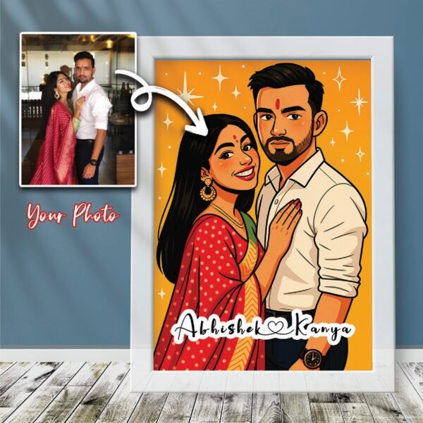 Couples Portrait Frames - Pixar Style - Gifts for Him & Her - Personalised Home Decor