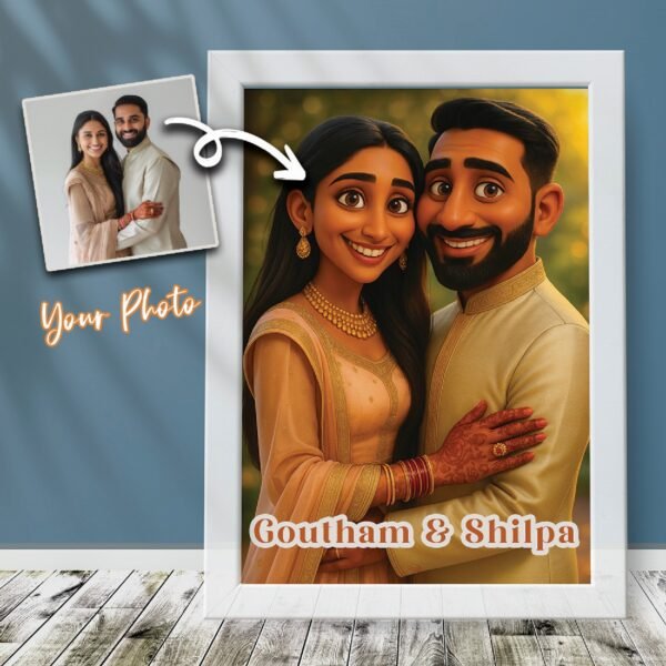 Couples Portrait Frames - Caricature Style - Gifts for Him & Her - Personalised Home Decor