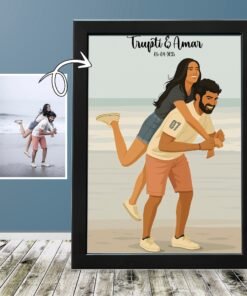 Vector-Based Digital Illustration Custom Couple Wall Frame